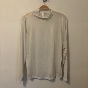 by anthropologie Sheer Mesh Mockneck Top Fairy Etherial Festival Rave White 1X